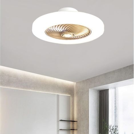 Plafonnier Ventilateur Moderne Doré Sans Pales avec LED Dimmable, Télécommande, 3 Températures de Lumière et 6 Vitesses (1/5)