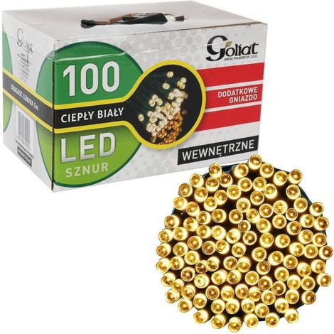 Luci natalizie a 100 LED per albero di Natale con funzione flash e portalampada interno, luce bianca calda, alimentazione di rete. (1/5)