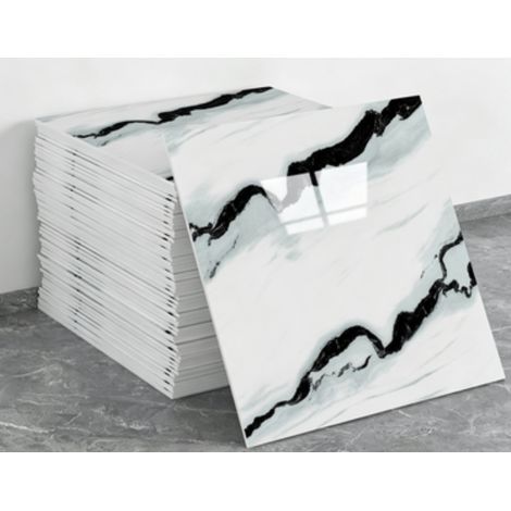 Un ensemble de 10 panneaux de papier peint autocollants à motif marbre (il ne s'agit pas de véritables carreaux, dimensions : 30 x 30 cm) (1/5)