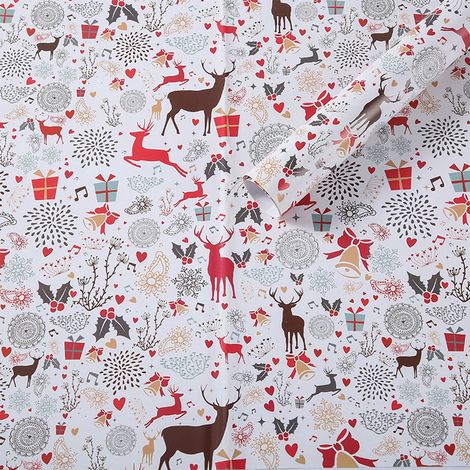 Wrapping Paper - Double-Sided Christmas Design - Snowflake Pattern - 50 x 74 cm - Kraft Paper - 1 Sheet (1/5)