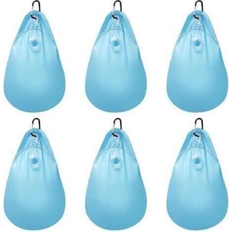 Set aus 6 Wasserbeuteln für Poolabdeckungen mit Haken, strapazierfähige Wasserbeutel für Poolabdeckungen, aus PVC, auslaufsicher, hängender Beutel, befüllbar, Gewicht für Winter-Poolabdeckungen. (1/5)