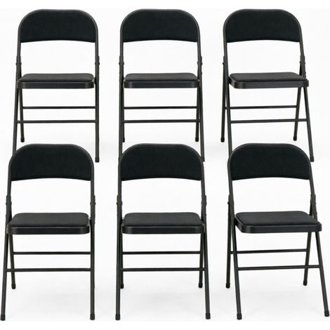 Juego de 6 sillas plegables con asiento acolchado de acero y poliéster negro MODENUIT (1/5)