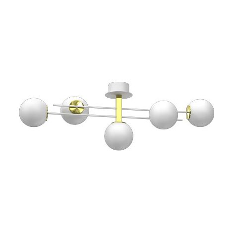 Plafonnier blanc-or boules verre Satelit 5xE27 Luminex