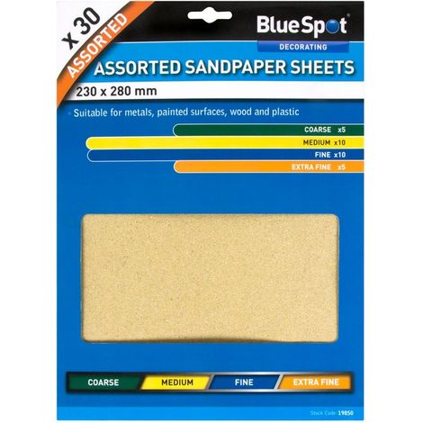Blue Spot Tools 30 Piece Assorted Sandpaper Sheets