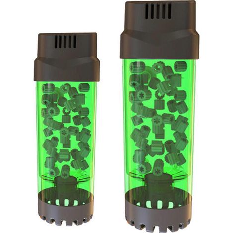 Ensemble de filtration à lit fluidisé mobile pour aquarium, comprenant une pierre à air et un filtre éponge, modèles LH-600 et LH-300 respectivement. (1/5)