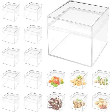 Petite Boîte de Rangement Mini Boite Rangement Plastique Transparente Boîtes Carrées en Acrylique Transparent avec Couvercles pour Perles, Bijoux (1/5)