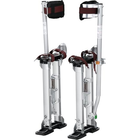 VEVOR Zancos de Trabajo de Aleación de Aluminio Altura Ajustable de 45,7-76,2 cm Zancos de Pintor Carga de 103 kg Zancos para Paneles de Yeso Tamaño de Pies 27-29cm para Pintura Decoración Color Plata