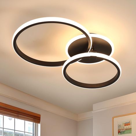 Plafonnier LED 42W 4700LM Rond Luminaire Plafonnier Noir 3000K Lustre LED Moderne en Aluminium pour Salon, Chambre, Cuisine (1/5)