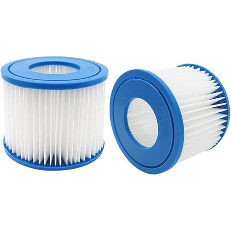 Filtre de Piscine de Rechange pour Bestway, Cartouche Filtre de Taille VI Compatible avec Lay-Z-Spa, pour Miami, pour Vegas, pour Palm Springs, pour Paris pour Monaco (2Filters) Blanc et Bleu (1/5)