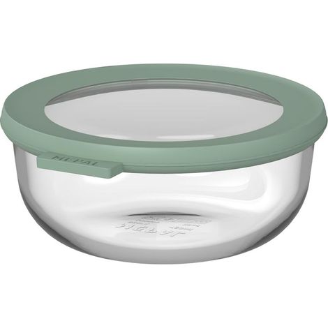 Boîte de Conservation Ronde en Verre - Résistant à la Chaleur - Convient pour Four, Micro-ondes, Congélateur et Lave-vaisselle - Boite Alimentaire Verre - 750 ml - Nordic sage (1/5)
