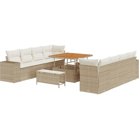 Maison Exclusive - Gartensofa-set mit Kissen 11 pcs Beige und Cre