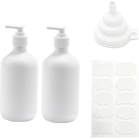 Lot de 2 distributeurs de savon, de 500 ml, bouteilles de shampoing à remplir, distributeur de liquide vaisselle, bouteilles vides, distributeur de gel douche pour cuisine, salle de bain, lotions (1/5)