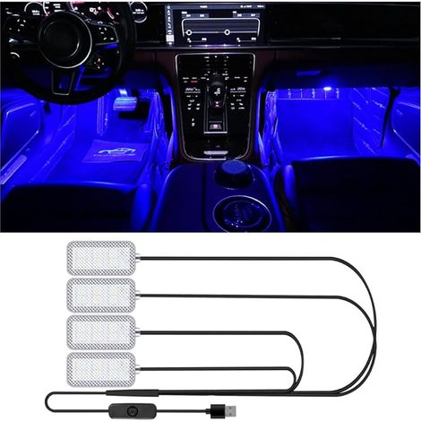 Clairage Intérieur De Voiture, Fil Pour Atmosphère Voiture LED Intérieur Décoration Bande, Lumière D'ambiance Pour L'habitacle D'une Voiture Avec Port USB, Voitures Intérieure(Bleu)