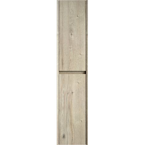 Wand-Badschrank, 140 cm hoch, aus Sperrholz, 2 Türen, ecru (1/5)