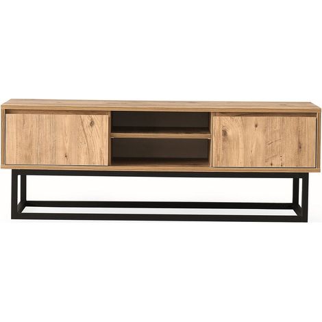 Meuble TV 2 tiroirs 2 niches effet bois 180 cm - Parma