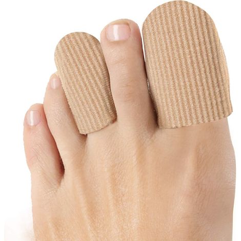 Lot de 10 protège-orteils fermés en tissu avec doublure en gel, soulageant la douleur causée par les cors, les ampoules et les ongles incarnés (taille L + taille M) (1/5)