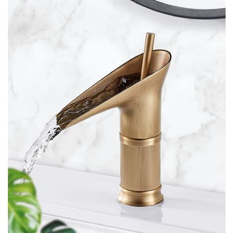 Mitigeur de salle de bain, mitigeur de salle de bain noir avec eau chaude et froide Mitigeur de lavabo Castor, élégant mitigeur de salle de bain en laiton (1/5)