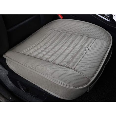 Fundas universales de cuero sintético PU para asientos de coche, diseño ultratranspirable y antideslizante, 52 x 50 cm (1 pieza, Beige) (1/5)