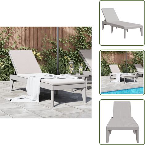 The Living Store Sonnenliege Grau 186x60x29 cm PP - Sonnenliege - Gartenliege - Poolliege - Außenliege - Relaxliege (1/5)