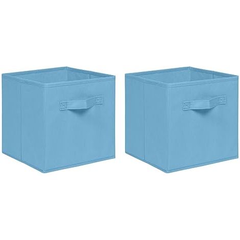 Foldable Storage Boxes,Non-Woven Fabric Storage Box Set,Storage Drawers for Cube Storage Unit,26.5x26.5x28 cm (Light Blue, Set of 2)