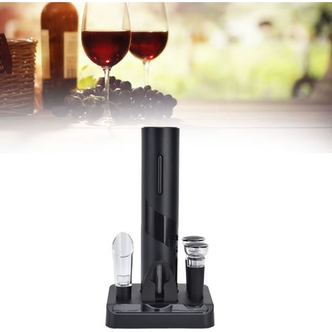 Luxuriöses Weinaccessoire-Set: elektrischer Korkenzieher, Dekanter, Weinstopper, Champagnerstopper, Folienschneider und Ständer (1/5)