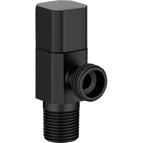 Válvula de cierre angular de latón cuadrado negro para pared, baño y cocina, conexión de agua, válvula de parada - 1 unidad (negro) (1/4)