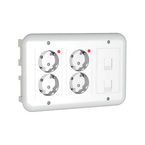 Kit puesto trabajo empotrar 4 schukos y 2 RJ45 v2  Blanco