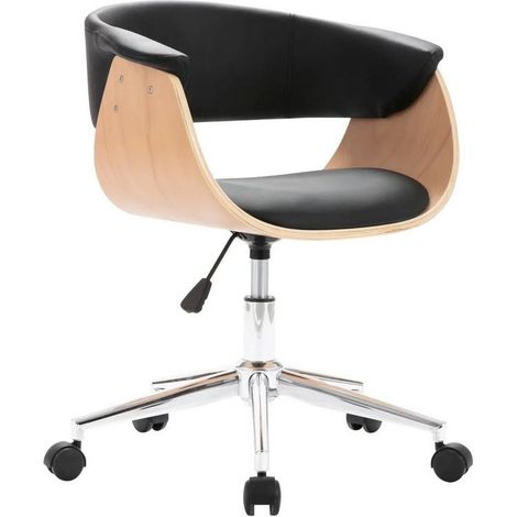 Chaise réglable simili cuir noir et bois clair Tessa (1/5)