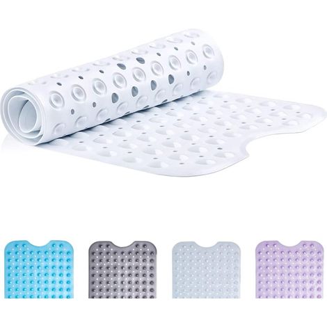 Tapis de bain extra long antidérapant 100×40 cm avec ventouses, tapis anti-moisissure lavable (1/5)