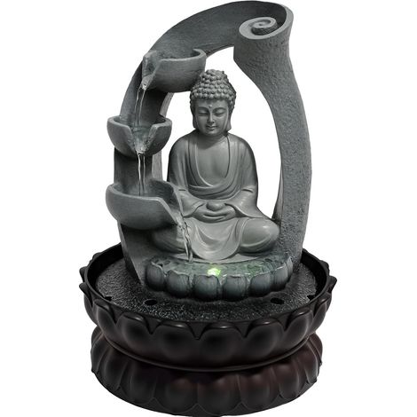 Fontaine, Design Bouddha, Éclairage LED, gris (1/2)