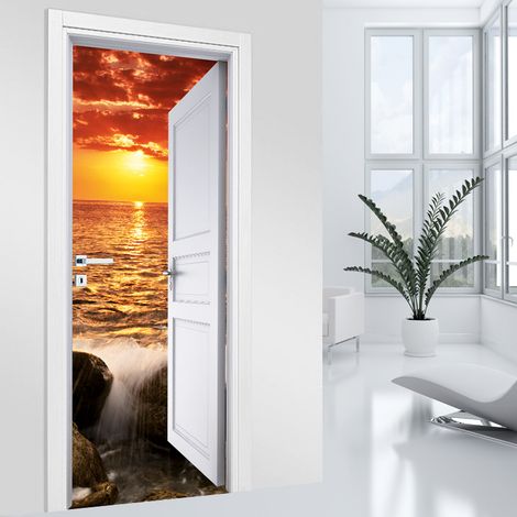 Stickers pour porte - Couché de soleil - 63 x 205 cm - Adhésif MAT (1/2)