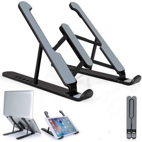 Soporte para portátil, soporte ajustable para portátil, soporte elevador para ordenador de sobremesa (blanco) (1/5)