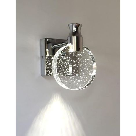 RHG Kristall-Wandleuchte, nordischer Stil, schlicht und kreativ, für Schlafzimmer, Nachttisch, Wohnzimmer, Badezimmer, Kommode, Flur (Silber, klein) (1/5)