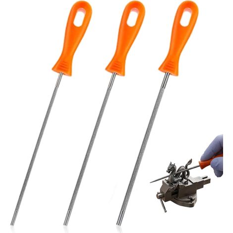 Outil d'affûtage de chaîne tronçonneuse professionnel 3 pièces avec poignée orange à prise confortable, limes pour l'affûtage (4, 0 mm/4, 5 mm/, 8) - (1/4)