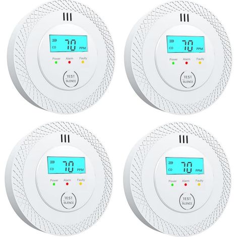 Weißer Kohlenmonoxidmelder – 10 Jahre Batterielebensdauer, CO-Alarm, einfache Installation für Wohnmobil, Zuhause und Büro (4er-Pack) (1/5)