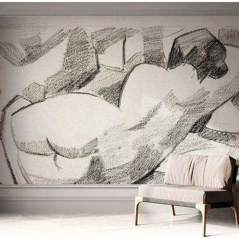 Selbstklebende Tapete modern Wohnzimmer - Wanddeko Schlafzimmer - Tapete mit Motiv Liegende Figur 312x219 cm (1/5)