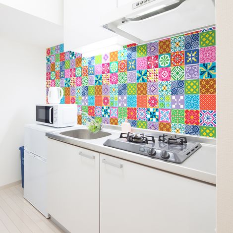 Sticker Mural Carrelage adhésif Cuisine Salle de Bain - 60 STICKERS CARRELAGES AZULEJOS RIANAH - 60stickers15x15cm (1/5)