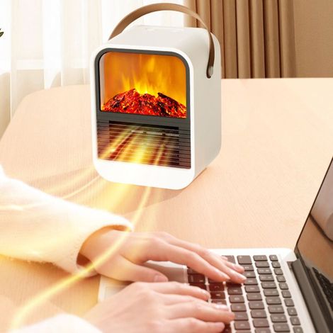 Caminetto elettrico Eosnow, riscaldatore elettrico con effetto fiamma, 1000W, protezione contro il surriscaldamento, silenzioso, portatile, per camera da letto, spina UE 220V (1/3)