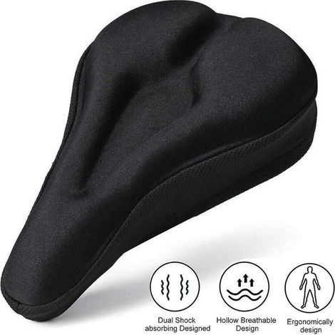 Housse de selle de vélo en gel confortable et ergonomique, antidérapante, imperméable et réglable. (1/5)