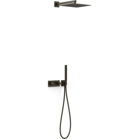 Kit douche robinet thermostatique encastré à 2 voies B‑system Noir Bronze - TRES 30725204KMB