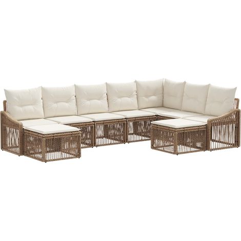 Gartensofa-set 9 pcs Beige Poly-Rattan vidaXL