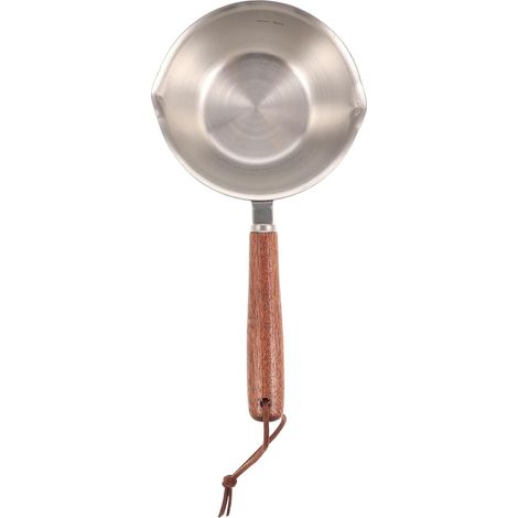 Mini casserole en inox avec poignée bois, 200 ml, à trois compartiments, ainsi que pour l'huile, pour un usage domestique