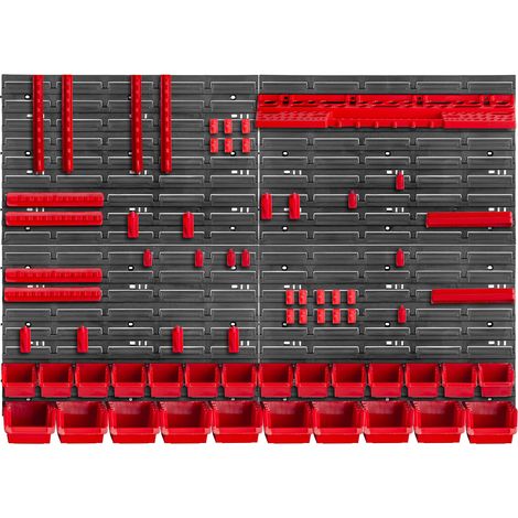 KADAX Werkstattwandregal, Wandplatten, 116 x 78 cm, Rot, 67 tlg.