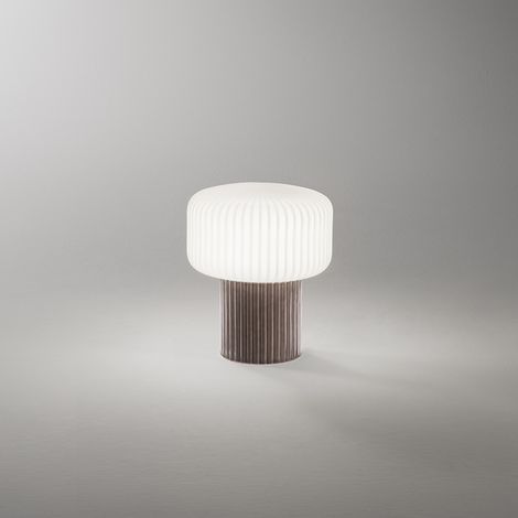 Lumetto Moderno Otty Ceramica Marrone Scuro Vetro 1 Luce G9 Ip20 (1/2)