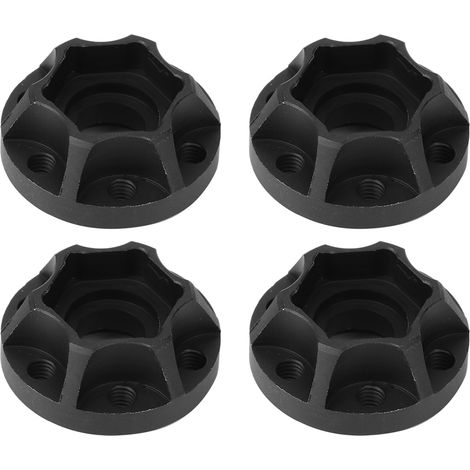4 pièces Moyeux Hexagonaux Noirs pour Roues de Voiture RC, Adaptateur pour SCX10 1/10, Compatible avec Jantes 1.9 et 2.2 Pouces - 11mm (1/5)