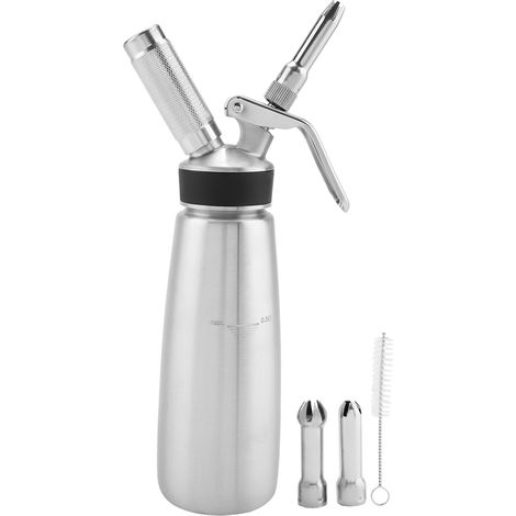 Distributeur de crème chantilly en acier inoxydable 500ml avec trois buses pour desserts (1/5)