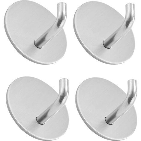 Gancho adhesivo de 4 piezas, gancho de pared de baño de acero inoxidable, toallero autoadhesivo impermeable para cocina, sala de estar y oficina, no necesita perforación (1/5)