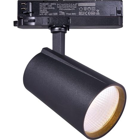 30W LED 3-Phase Rotatable Track Light Fixture (3000K Warm White, Black) (1/5)