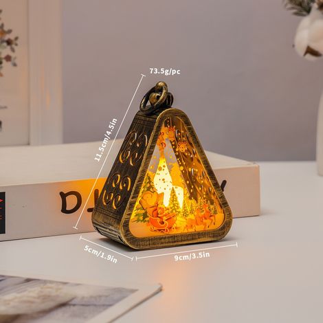 Décorations de Noël, veilleuse vintage, cadeau lumineux, décoration de vitrine, ornement de bureau, lampe bougie imprimée(Y129) (1/5)