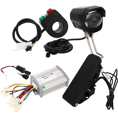 Kit de conversion vélo électrique 48V 800W contrôleur brossé accélérateur pédale phare interrupteur clés (1/5)
